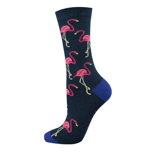 Dark blue socks with flamingo